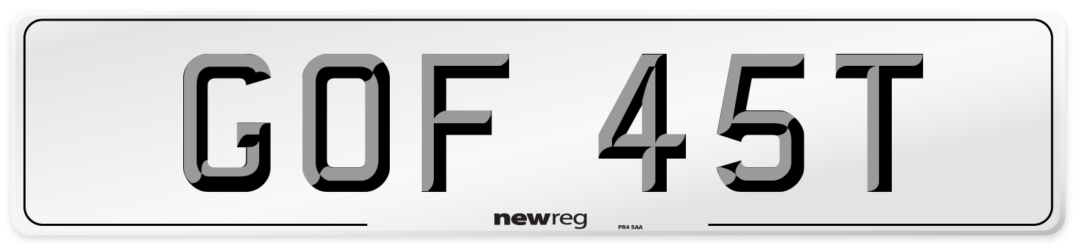 GOF 45T Number Plate from New Reg
